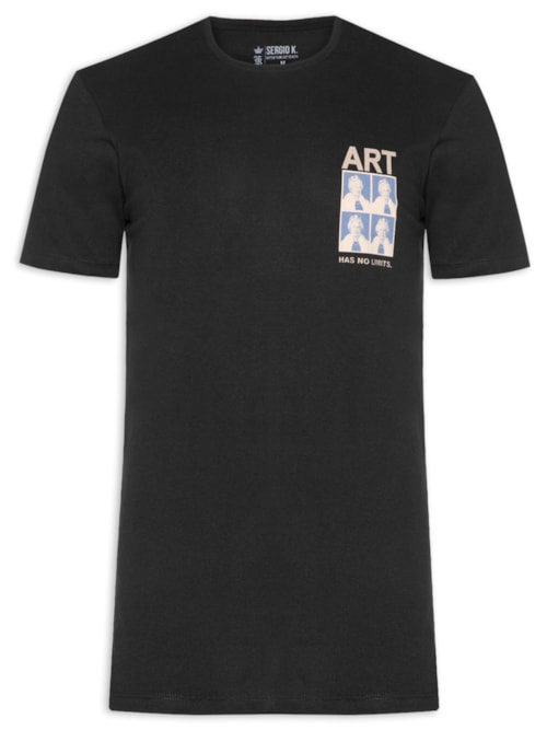 Camiseta Masculina Estampada Art Elizabeth - Preto