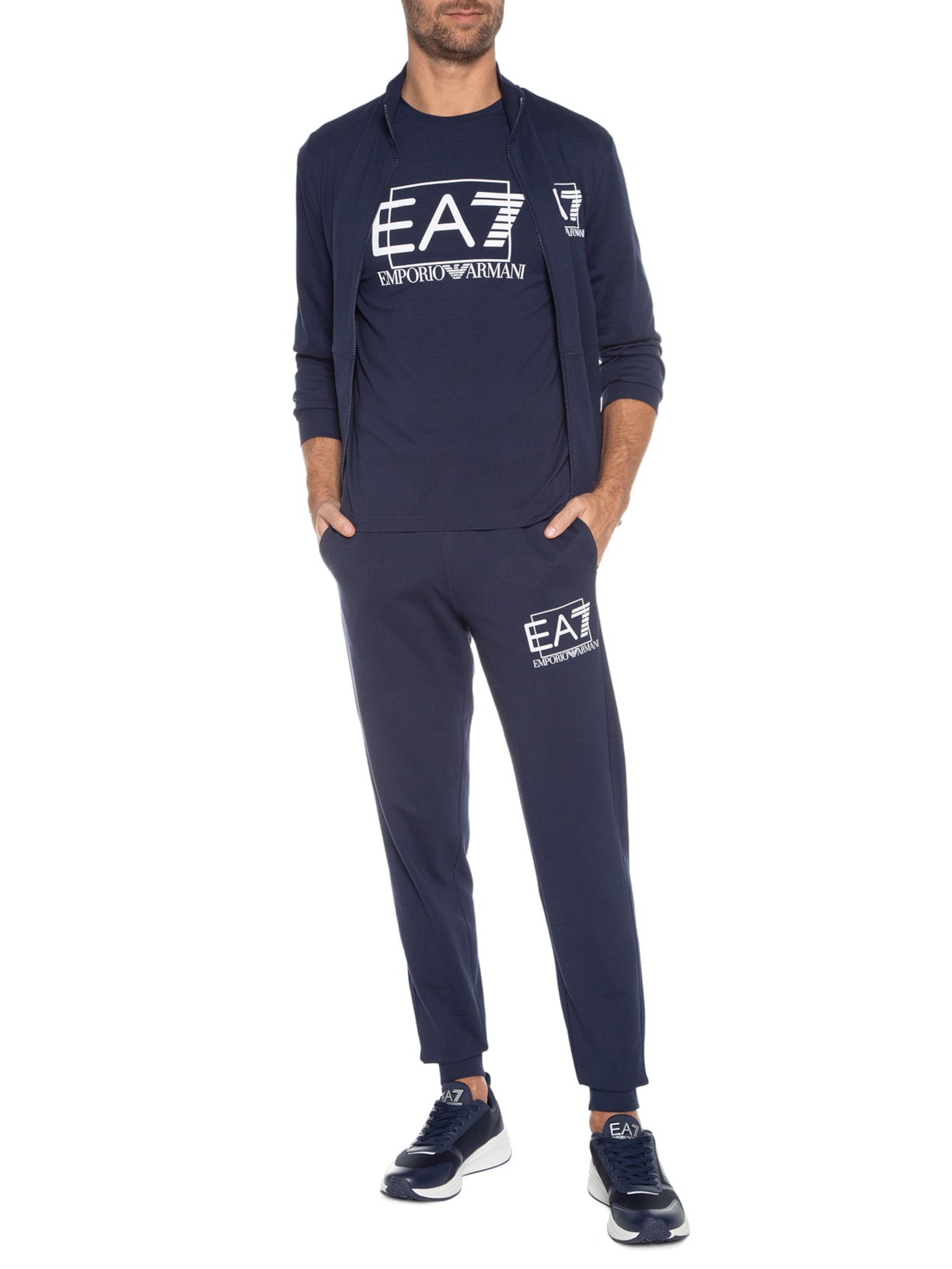 Camiseta Masculina Estampada Azul Ea7 Emporio Armani