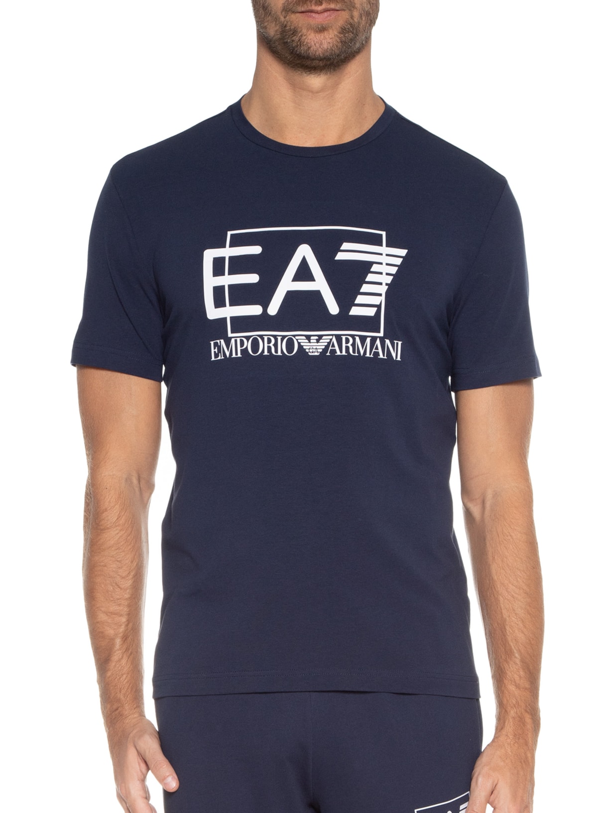 Camiseta Masculina Estampada Azul Ea7 Emporio Armani