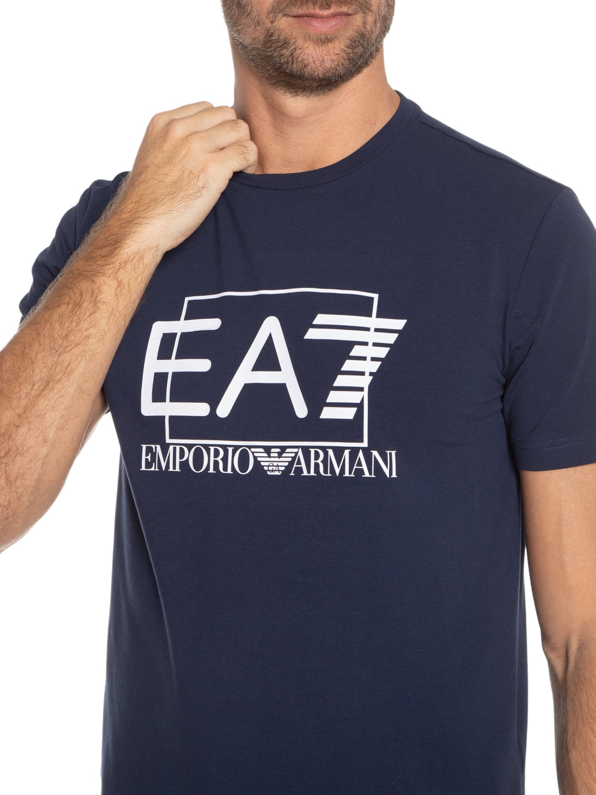 Camiseta Masculina Estampada Azul Ea7 Emporio Armani