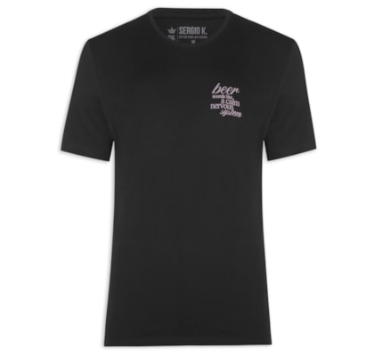 Camiseta Masculina Estampada Beer System - Preto