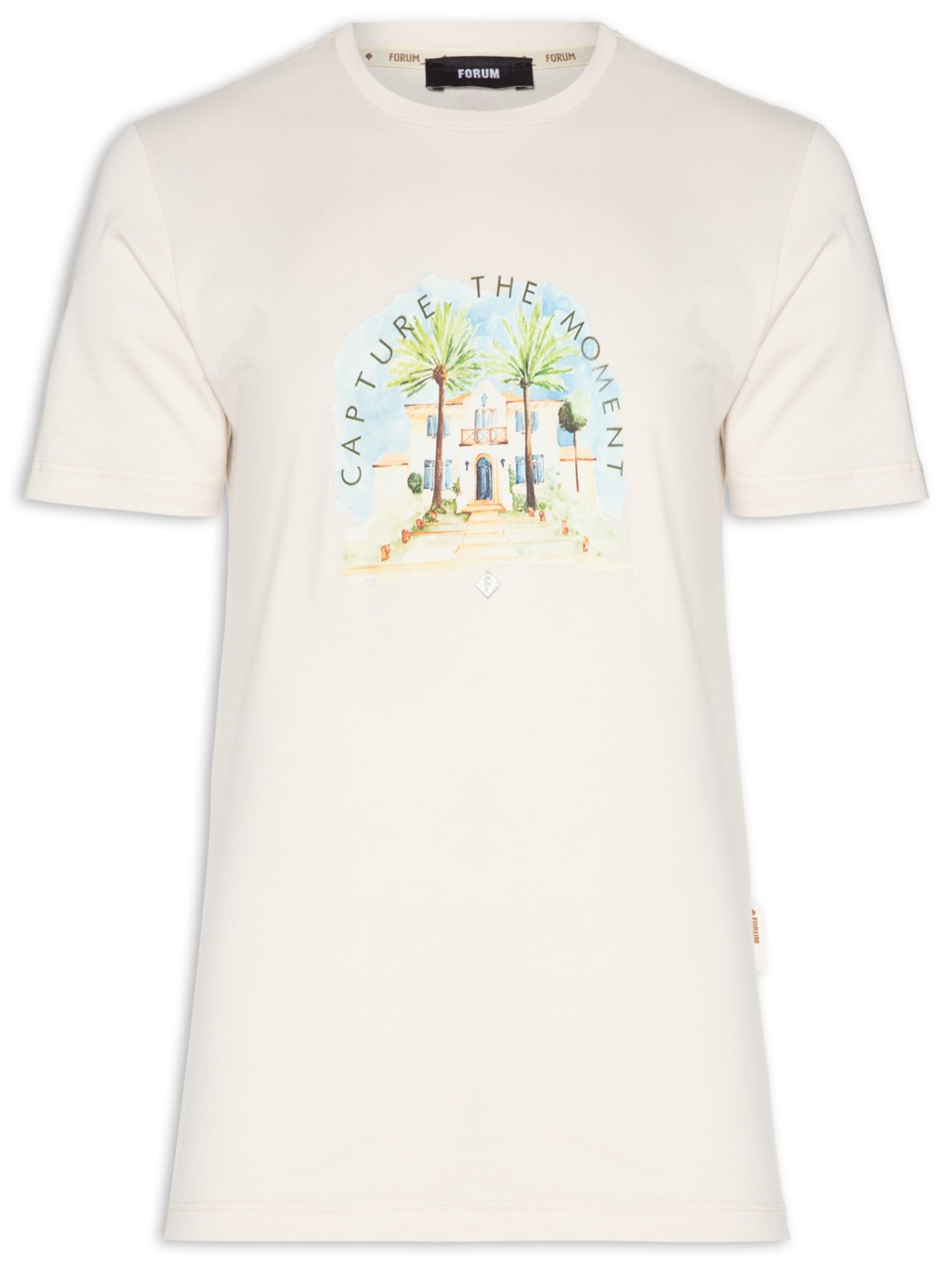 Camiseta Masculina Estampada - Bege