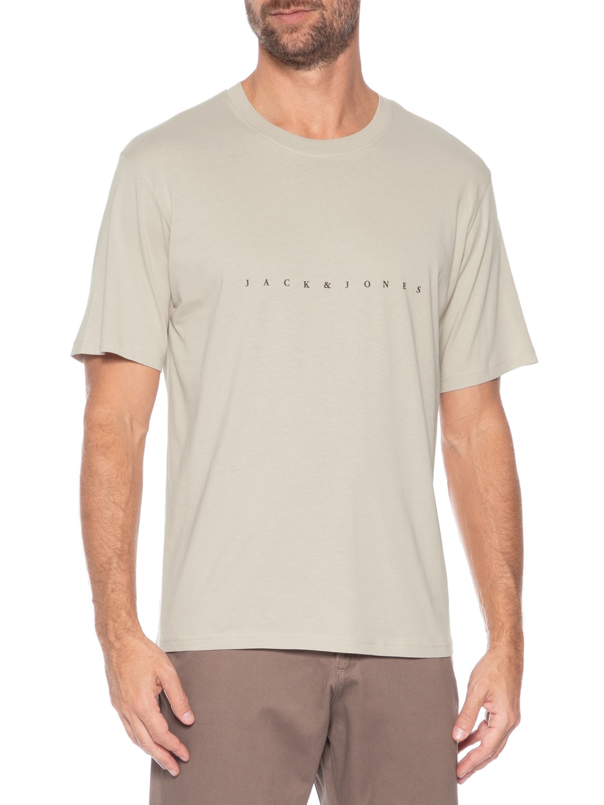 Camiseta Masculina Estampada Bege Jack & Jones