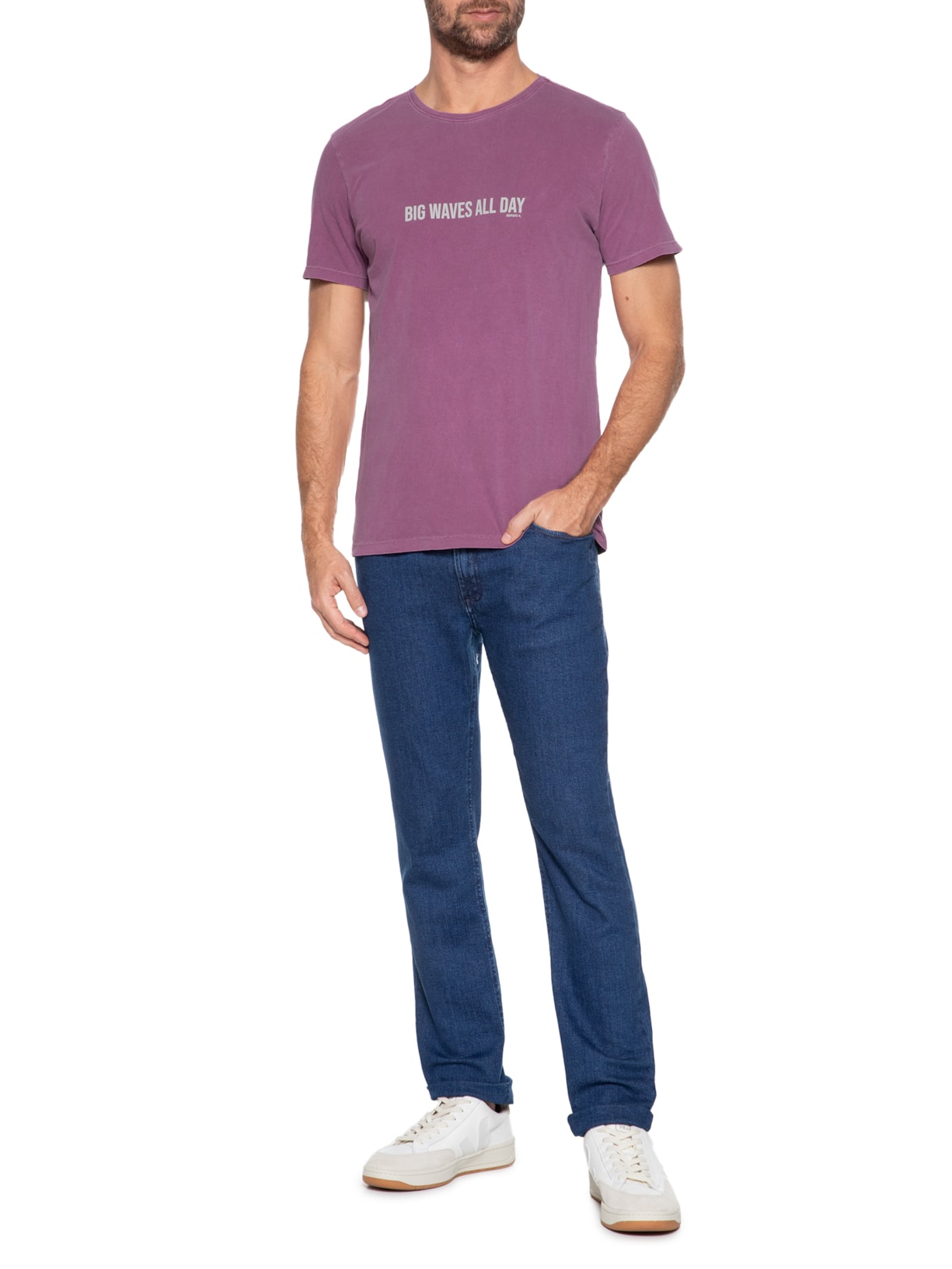 Camiseta Masculina Estampada Big Waves All Day Roxo  Sergio K