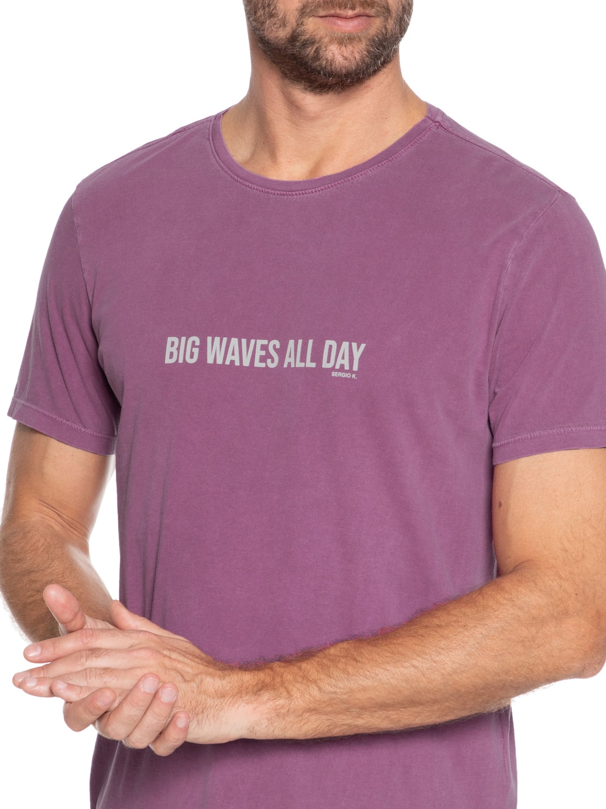 Camiseta Masculina Estampada Big Waves All Day Roxo  Sergio K