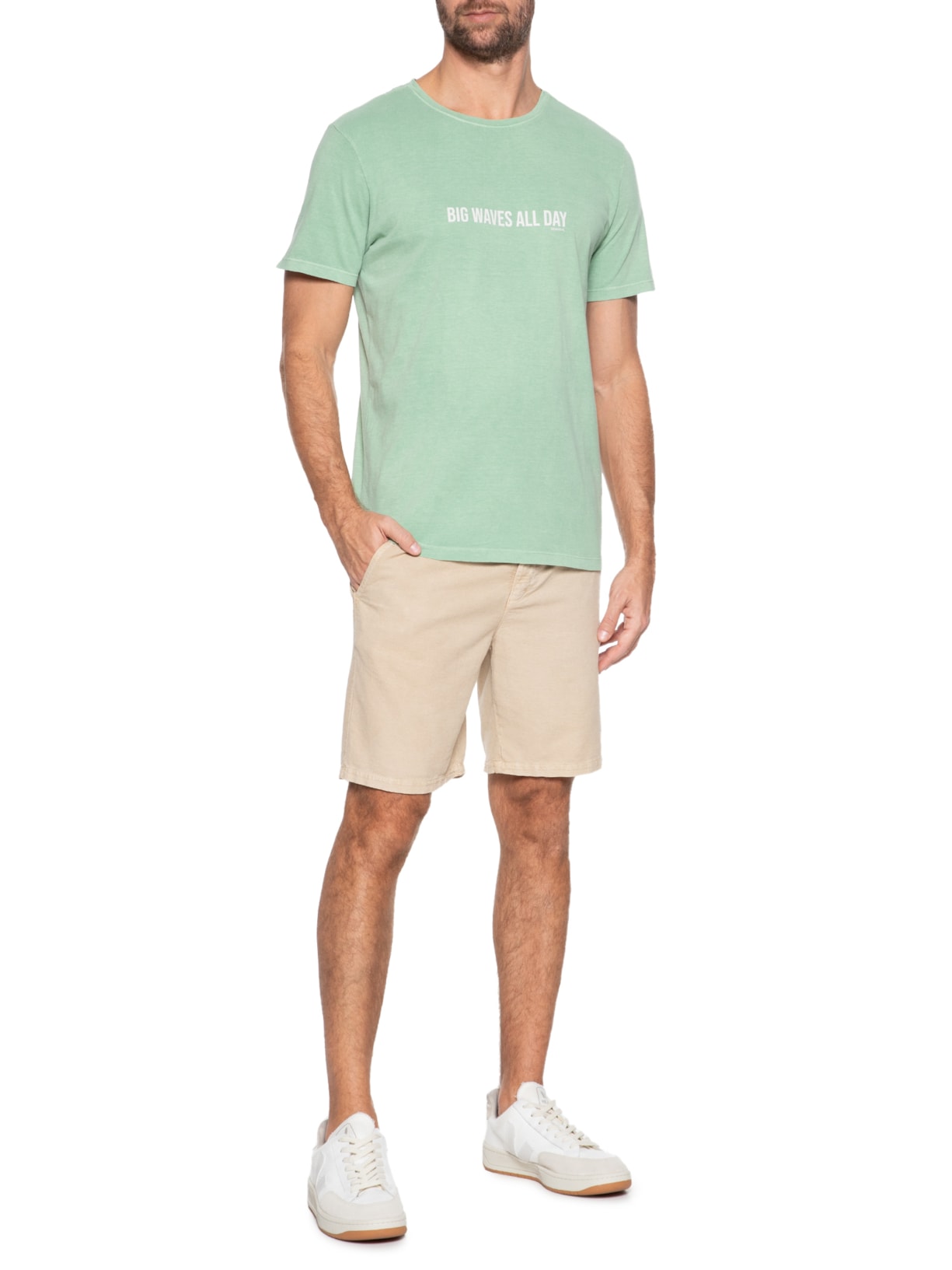 Camiseta Masculina Estampada Big Waves All Day Verde Sergio K
