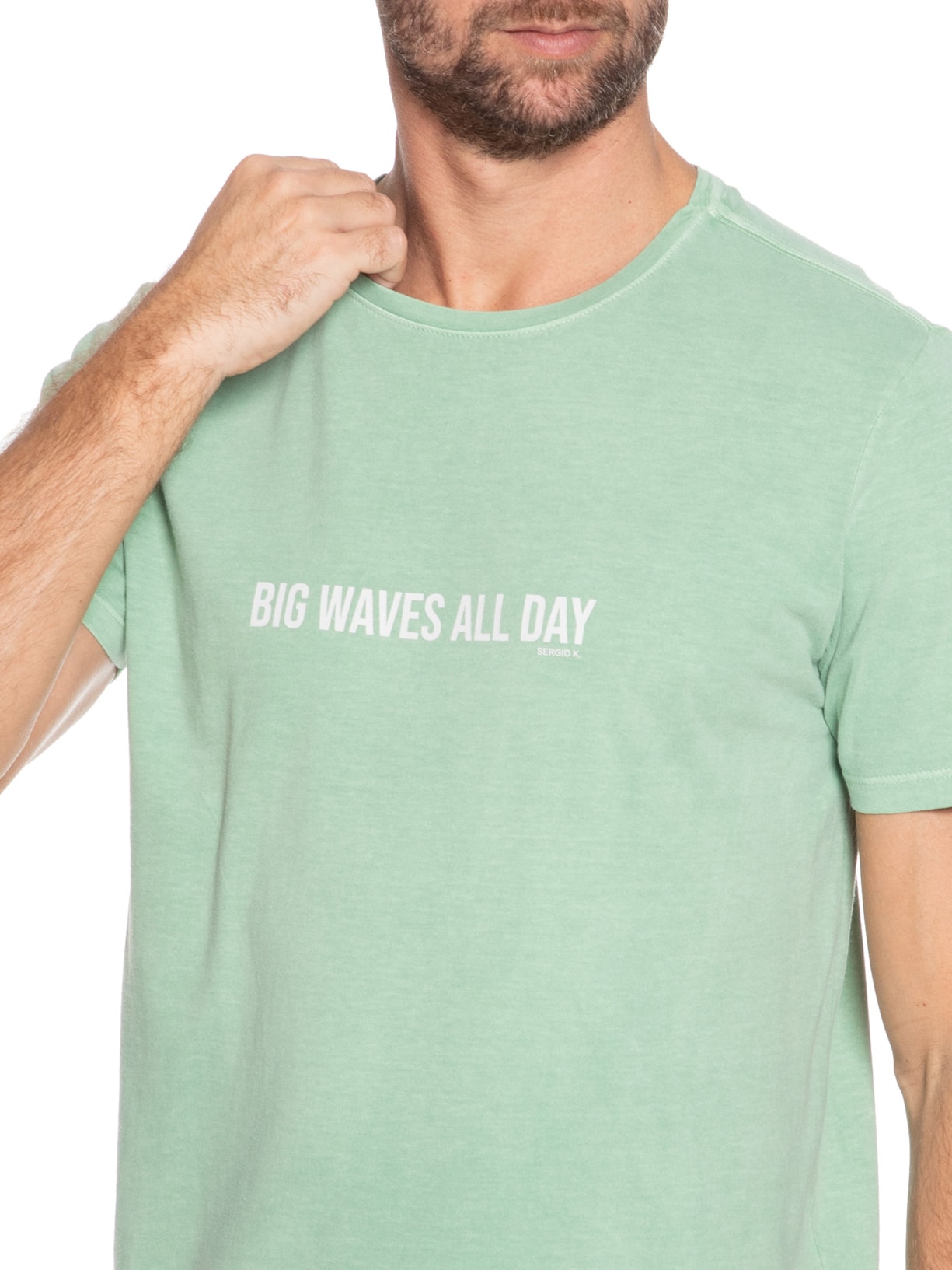 Camiseta Masculina Estampada Big Waves All Day Verde Sergio K
