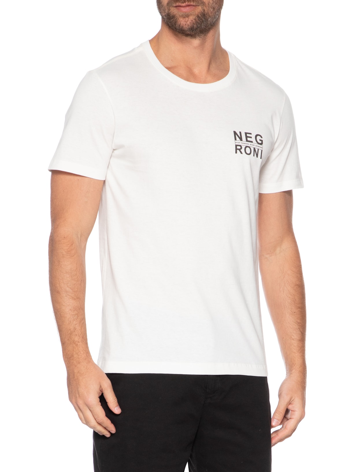Camiseta Masculina Estampada Botanic Negroni Branco Sergio K