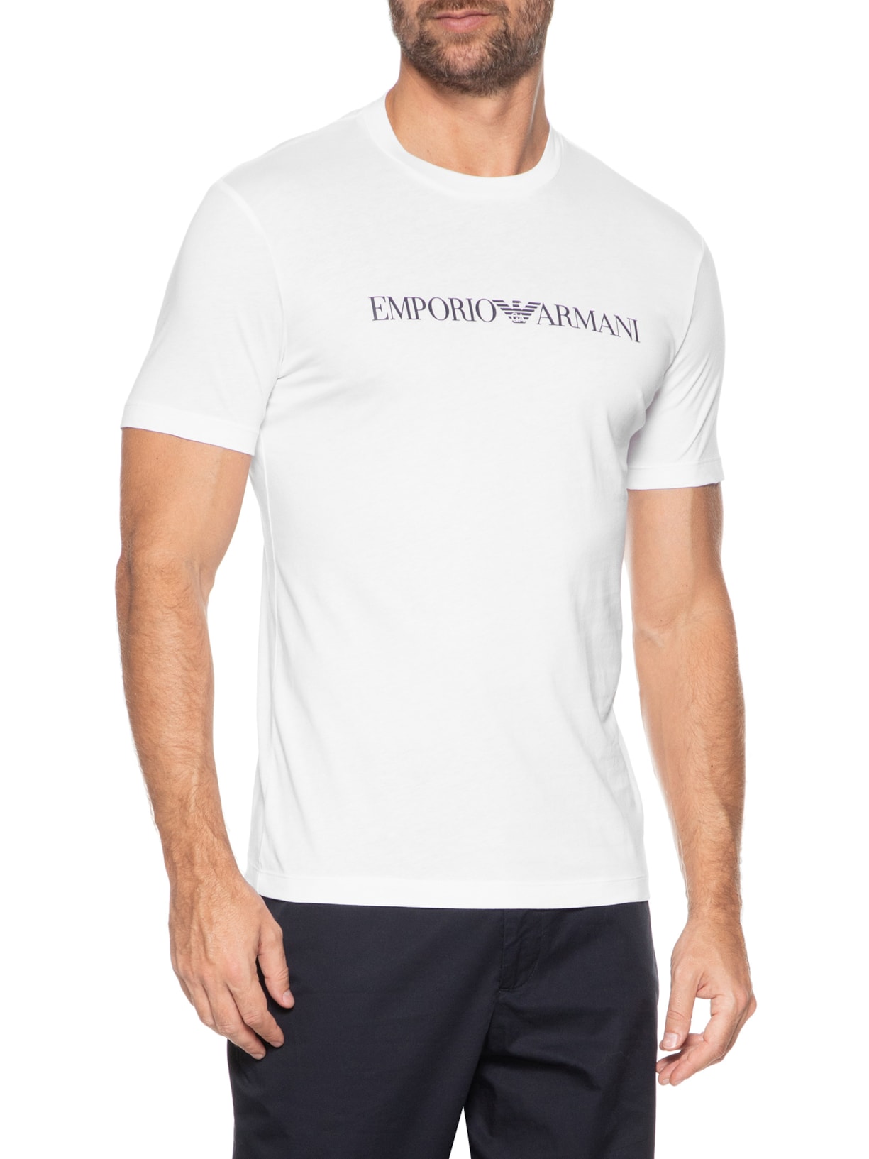 Camiseta Masculina Estampada Branco Emporio Armani