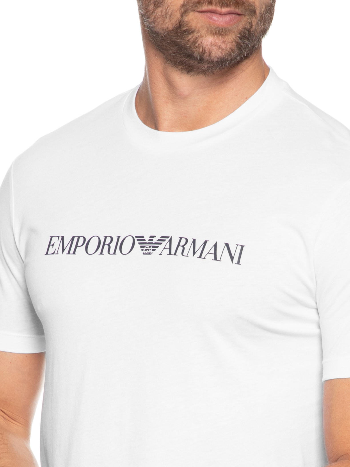 Camiseta Masculina Estampada Branco Emporio Armani