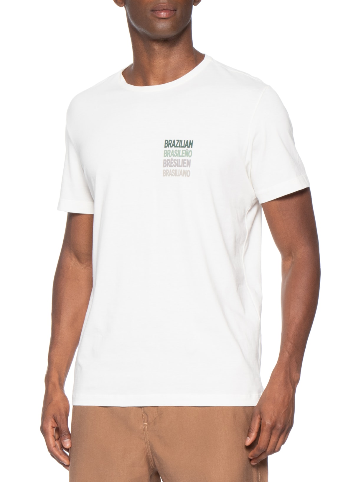 Camiseta Masculina Estampada Brasiliano Branco Sergio K