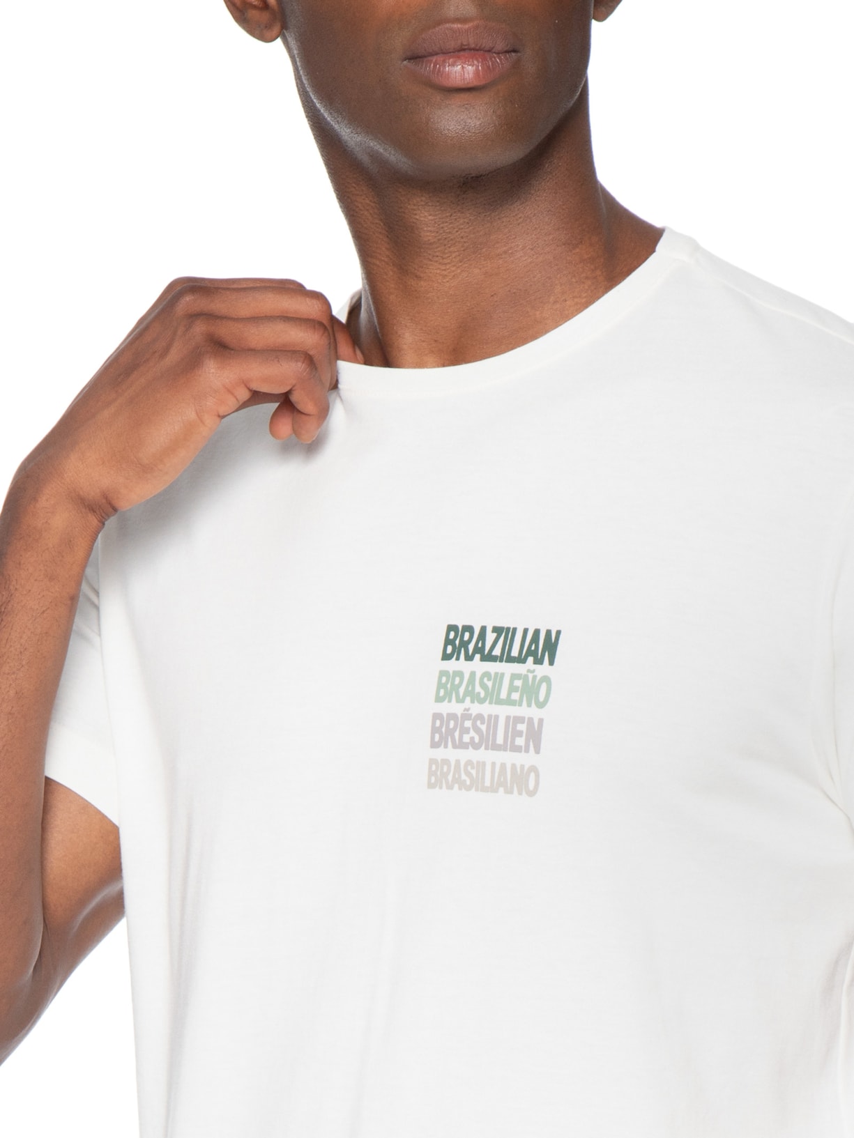 Camiseta Masculina Estampada Brasiliano Branco Sergio K