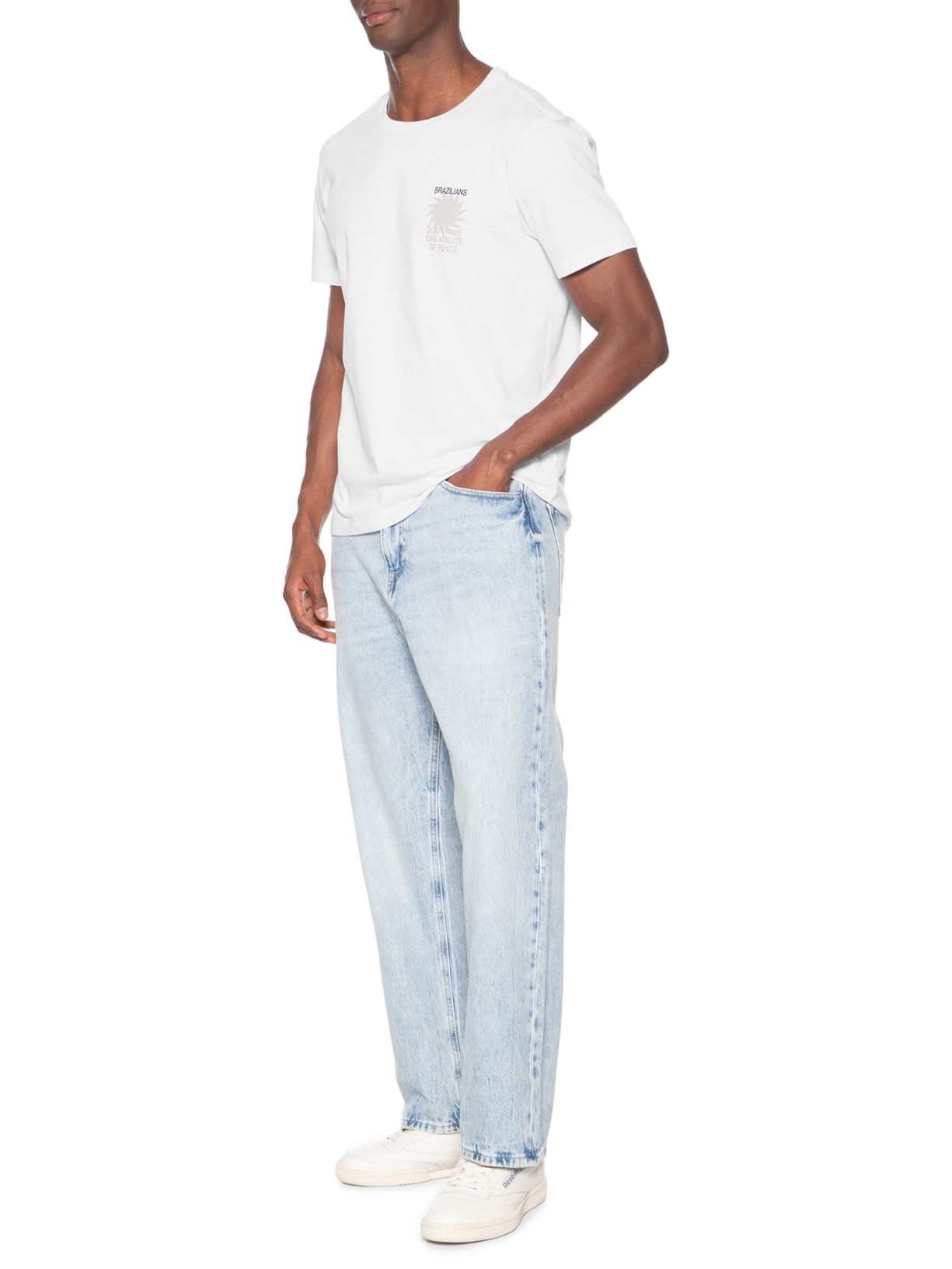 Camiseta Masculina Estampada Brazilians Of Peace Branco Sergio K