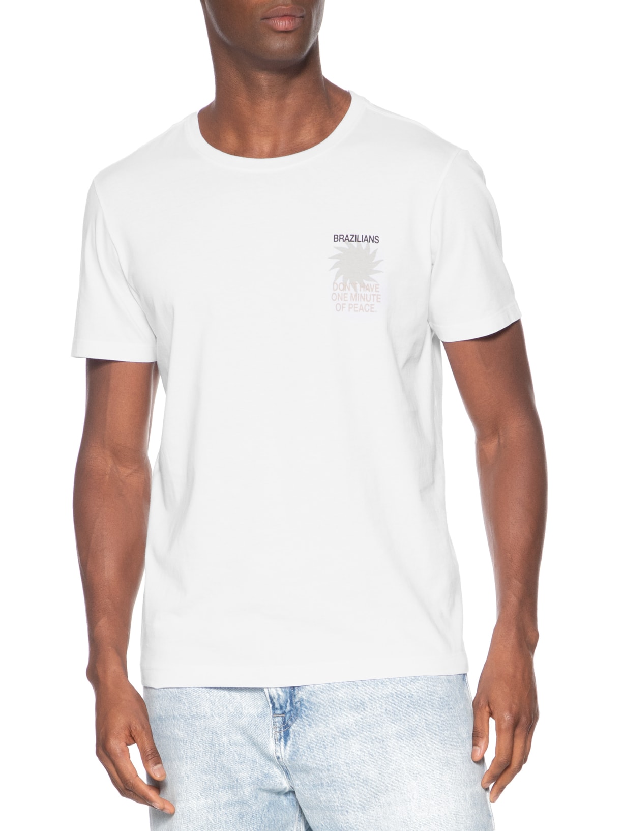 Camiseta Masculina Estampada Brazilians Of Peace Branco Sergio K
