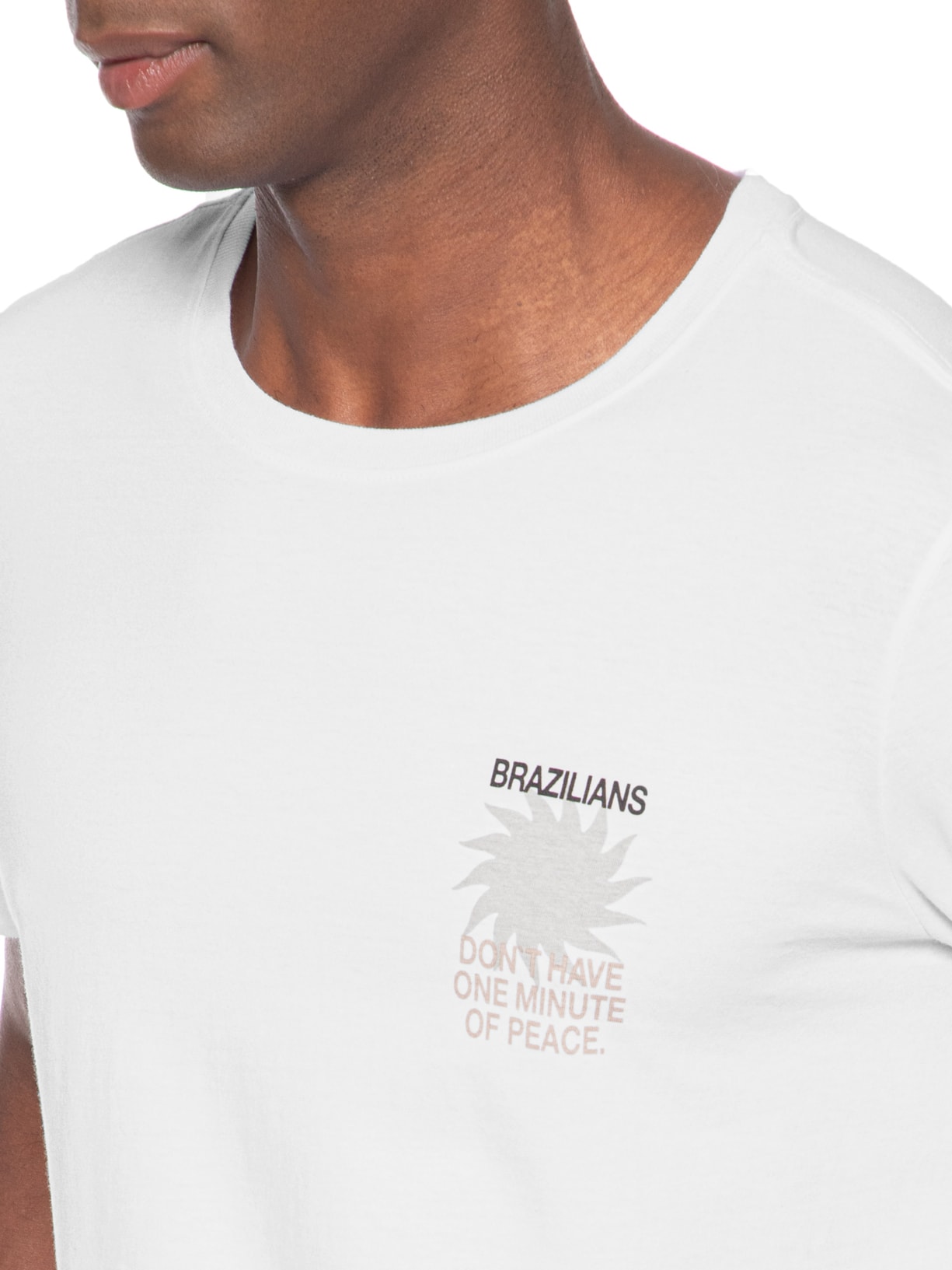 Camiseta Masculina Estampada Brazilians Of Peace Branco Sergio K