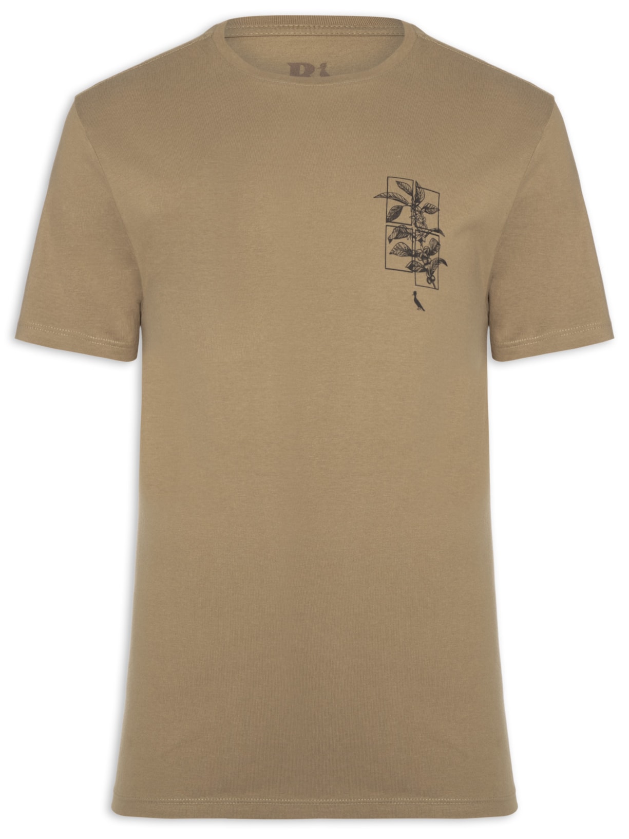 Camiseta Masculina Estampada Café Recortes Bege Reserva
