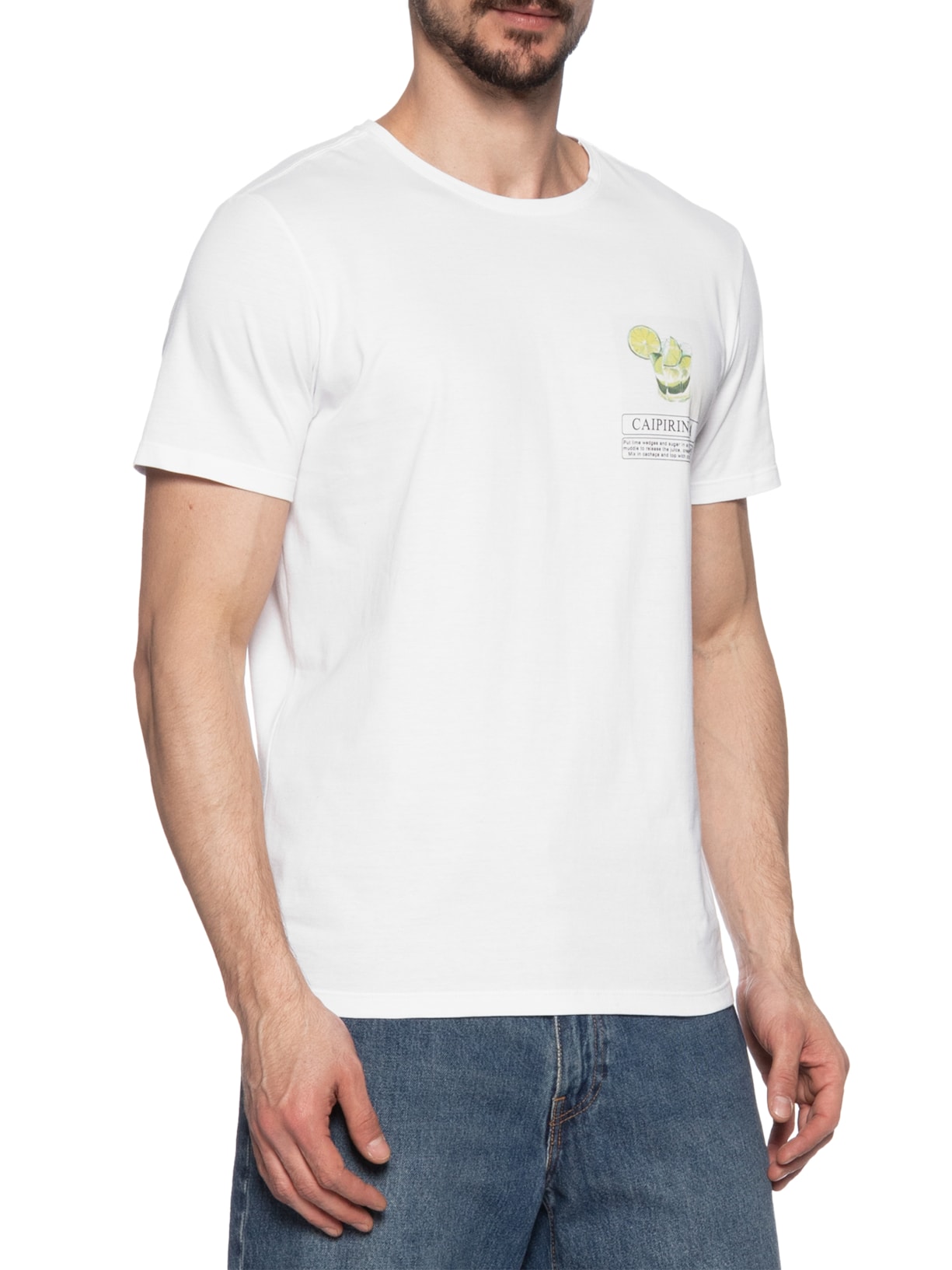Camiseta Masculina Estampada Caipirinha Branco Sergio K