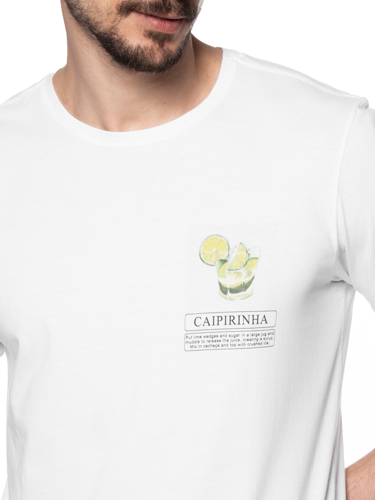 Camiseta Masculina Estampada Caipirinha Branco Sergio K