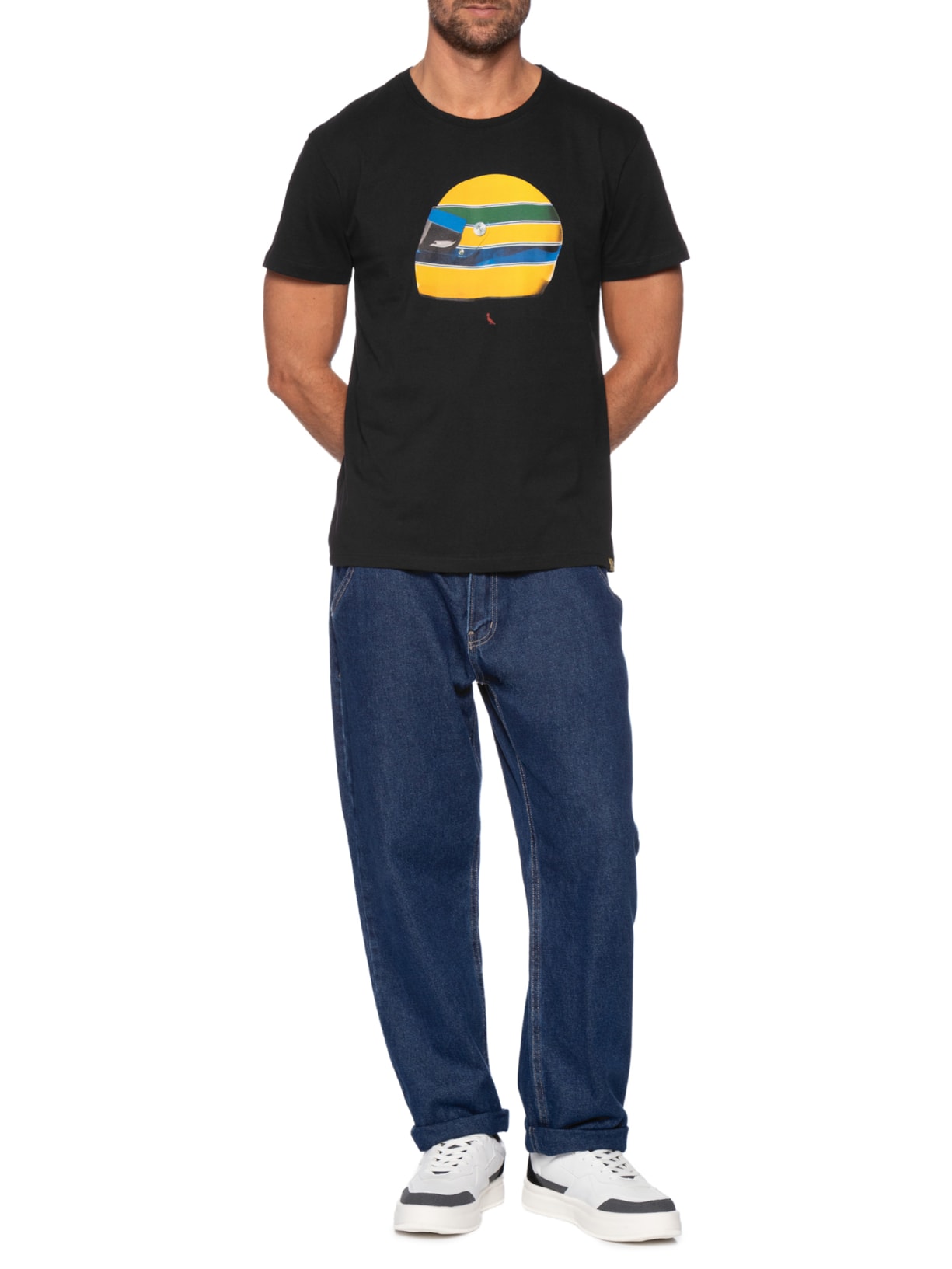 Camiseta Masculina Estampada Capacete Senna Preto Reserva