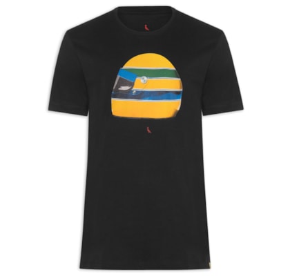 Camiseta Masculina Estampada Capacete Senna - Preto