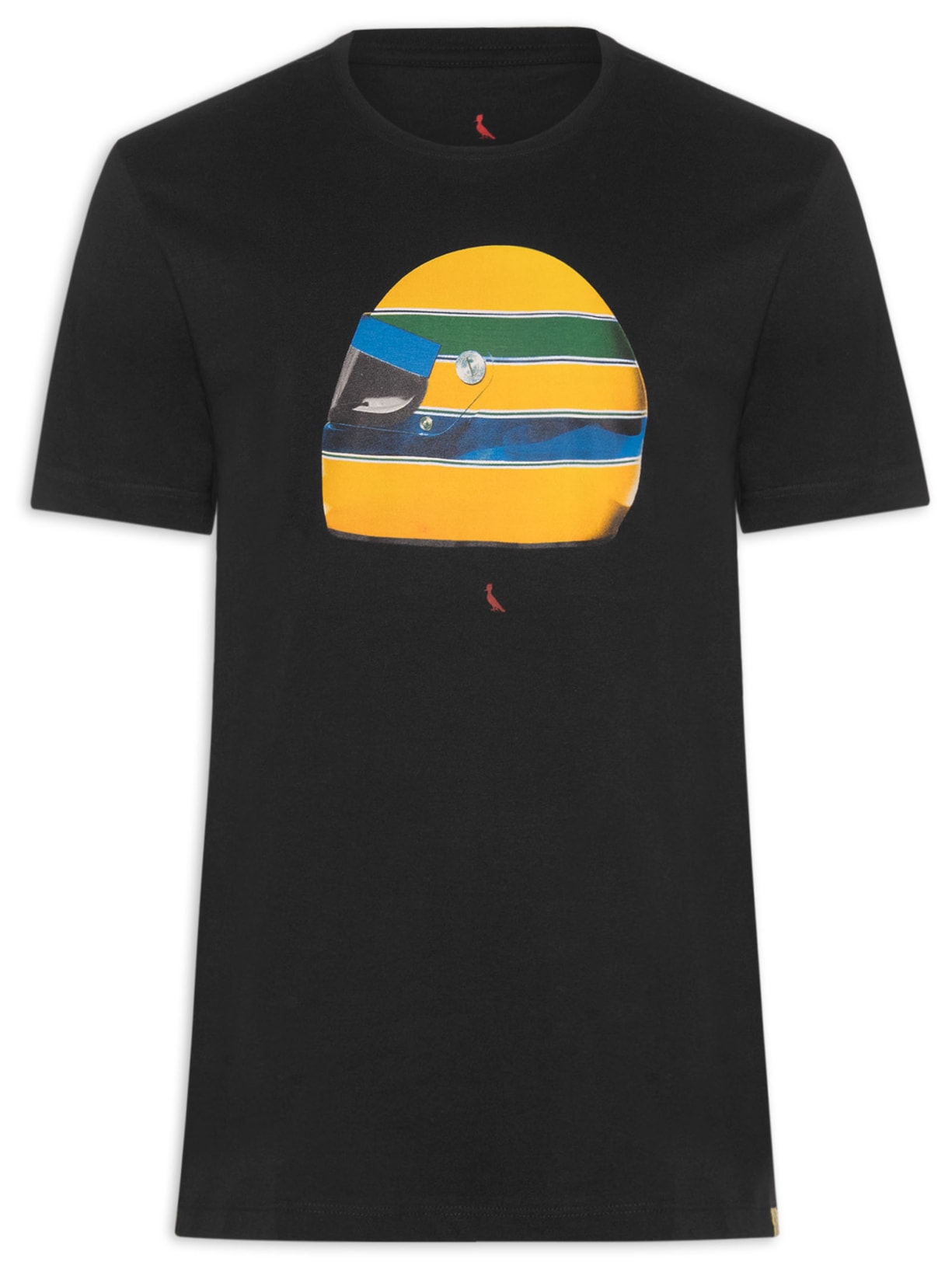 Camiseta Masculina Estampada Capacete Senna - Preto