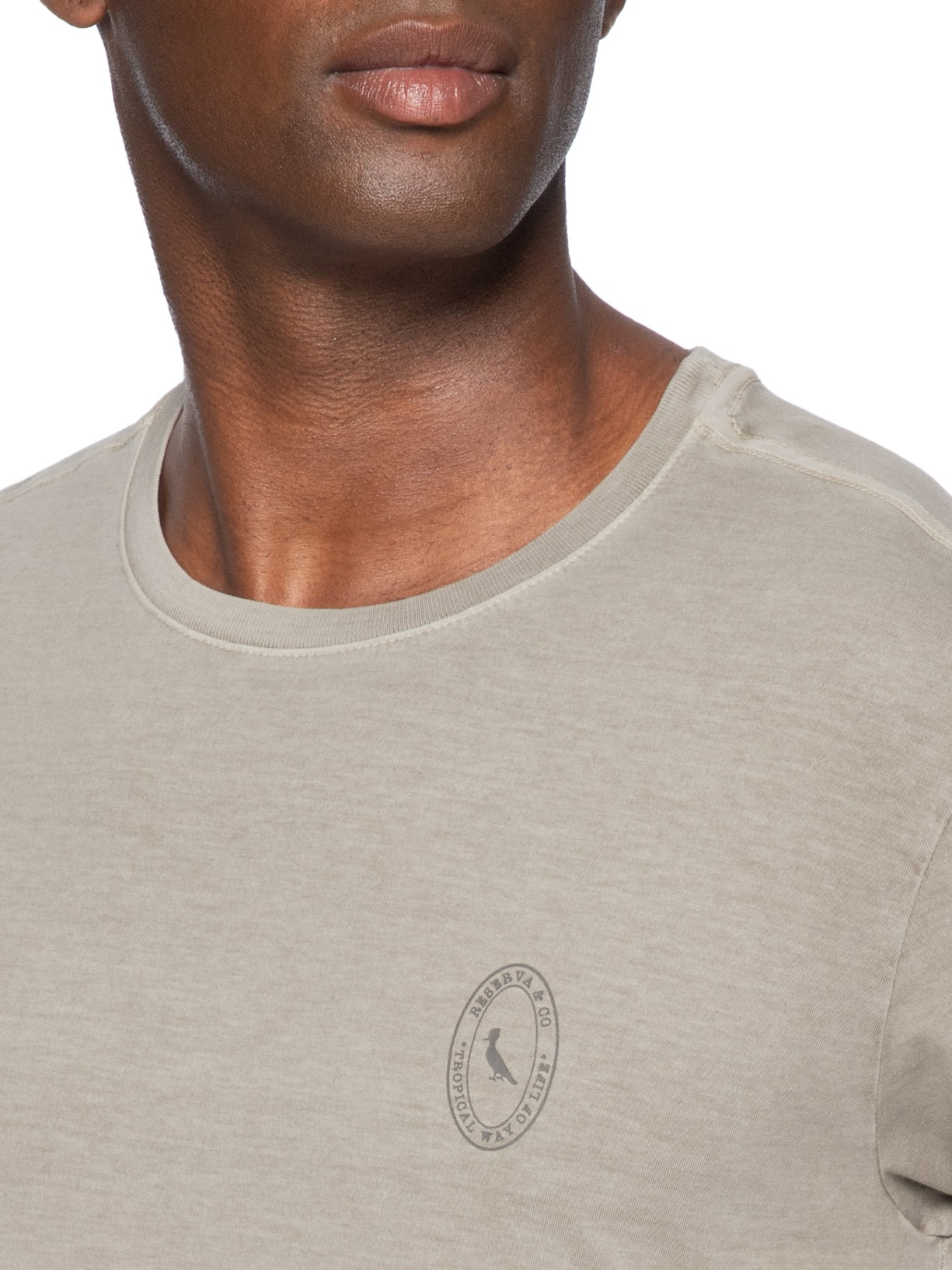 Camiseta Masculina Estampada Carimbo Peito Cinza Reserva