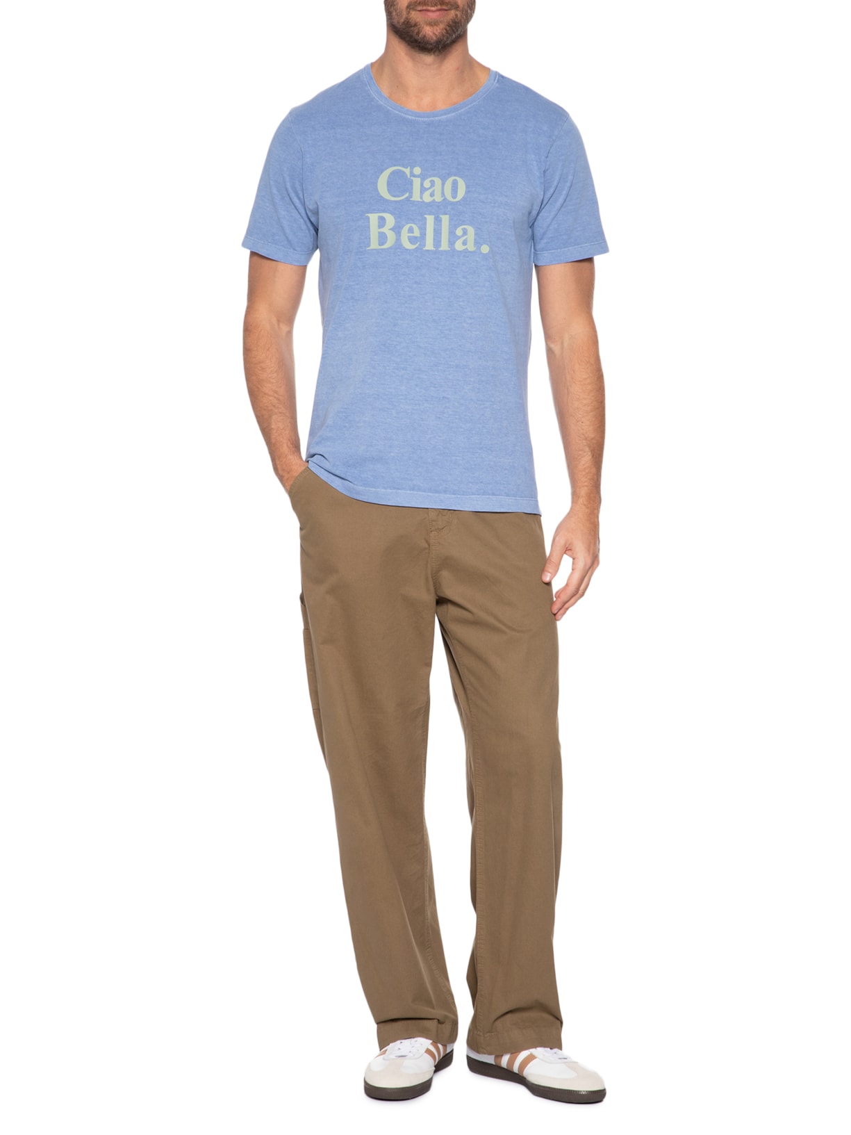 Camiseta Masculina Estampada Ciao Bella Azul Sergio K