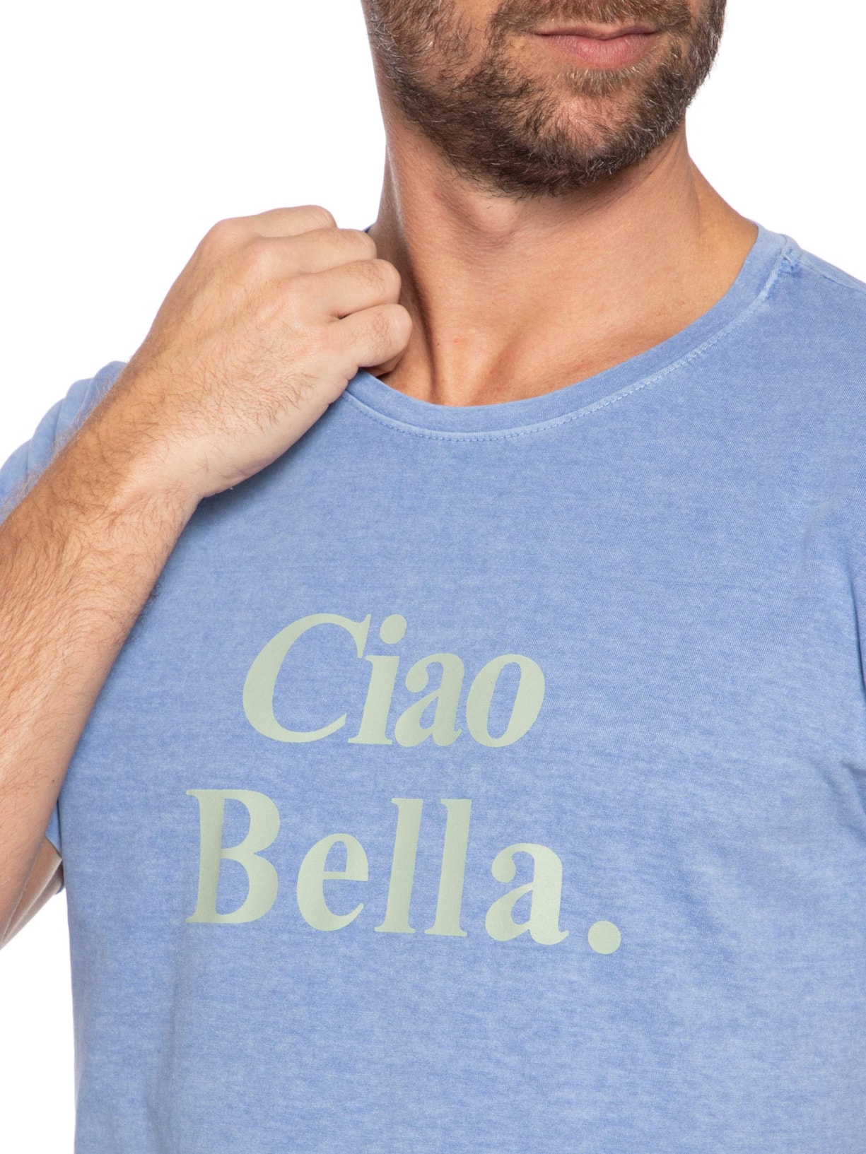 Camiseta Masculina Estampada Ciao Bella Azul Sergio K