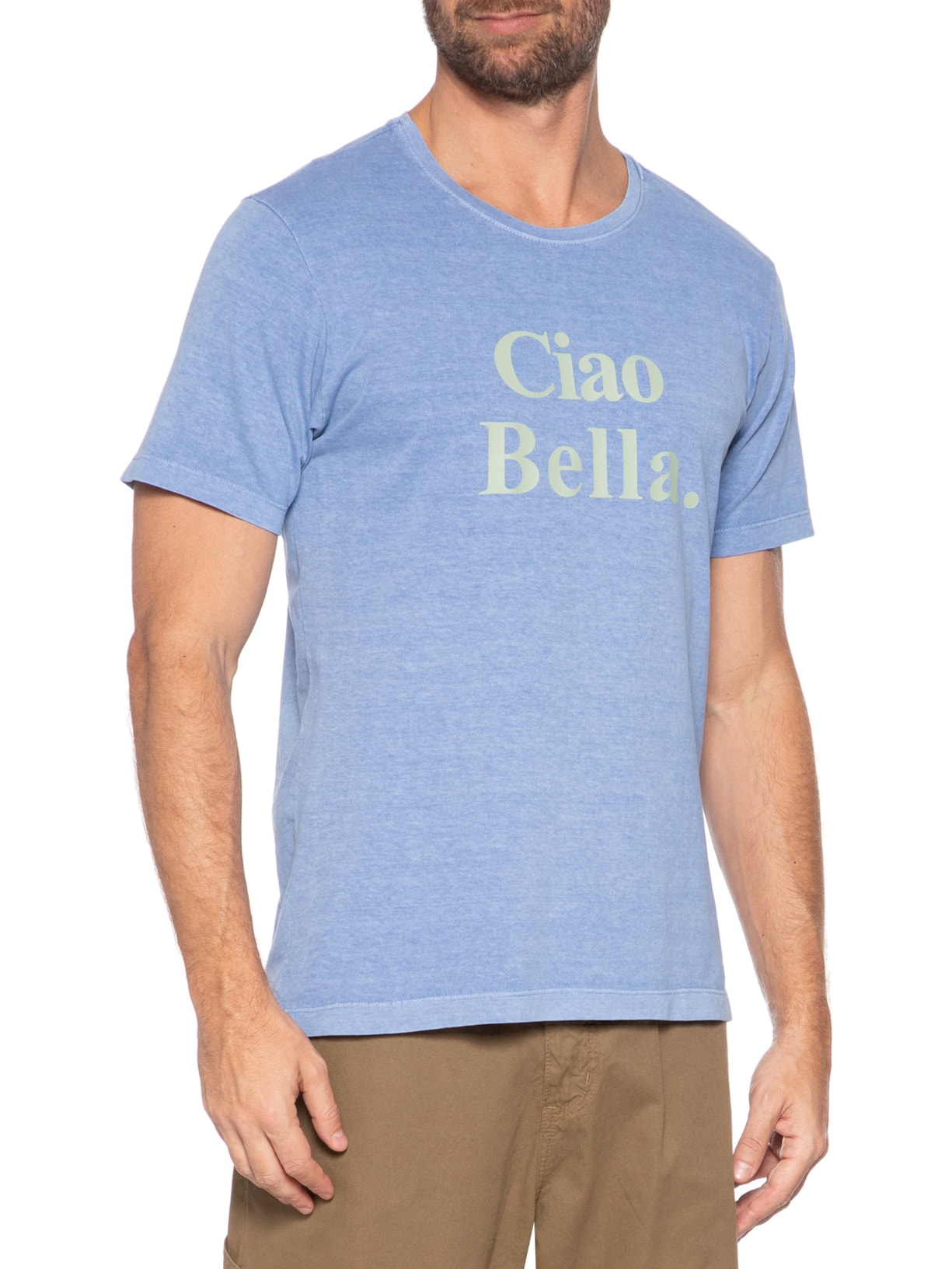 Camiseta Masculina Estampada Ciao Bella Azul Sergio K