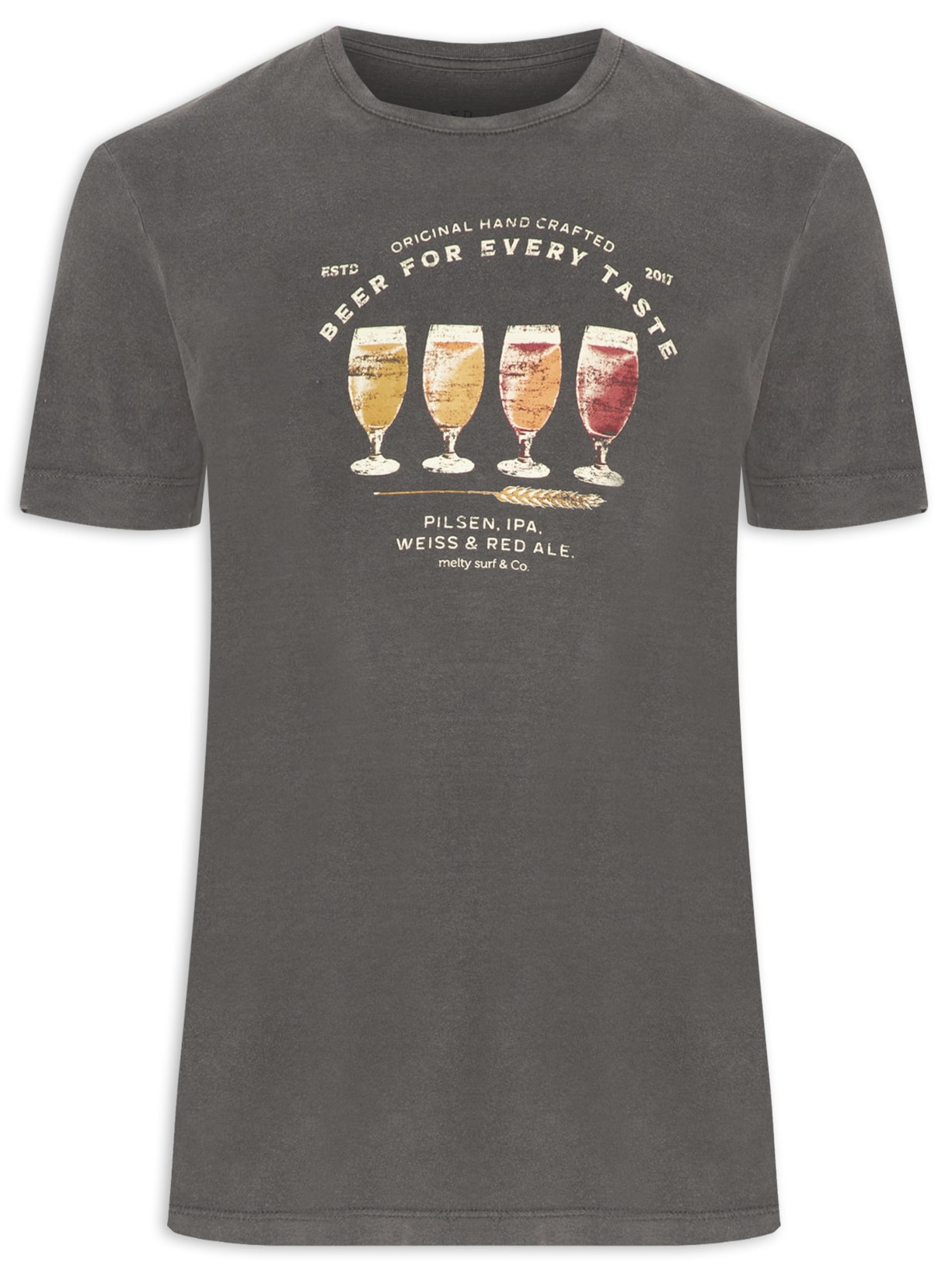 Camiseta Masculina Estampada - Cinza