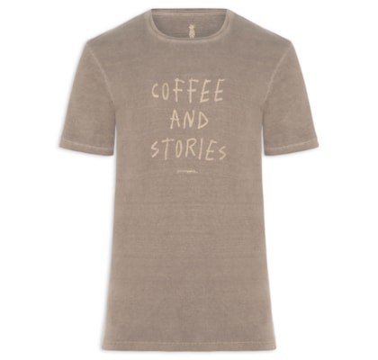 Camiseta Masculina Estampada Coffee And Stories - Marrom