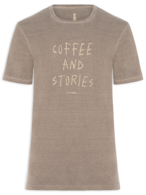 Camiseta Masculina Estampada Coffee And Stories - Marrom