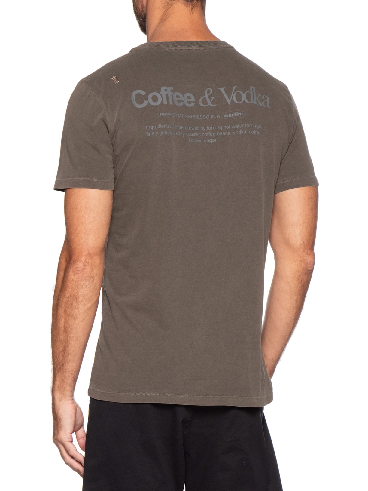 Camiseta Masculina Estampada Coffee & Vodka Marrom Sergio K