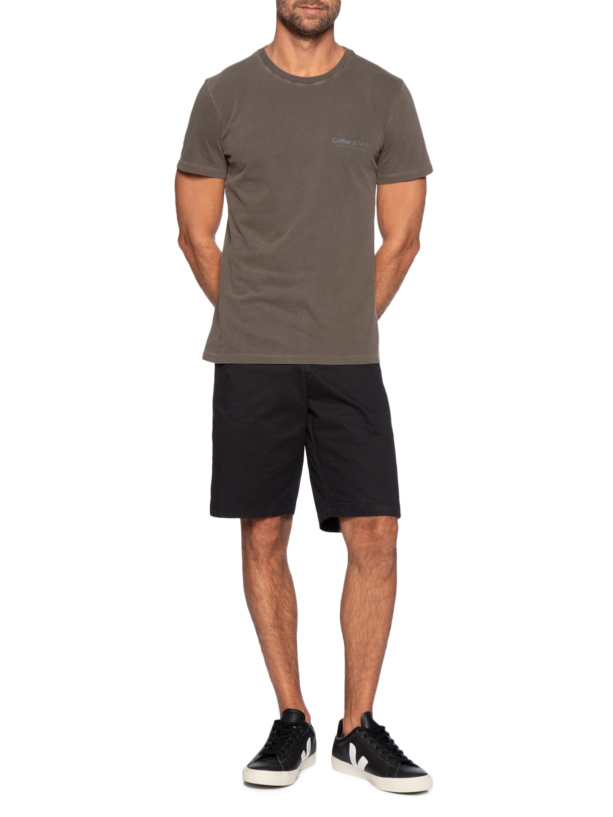 Camiseta Masculina Estampada Coffee & Vodka Marrom Sergio K