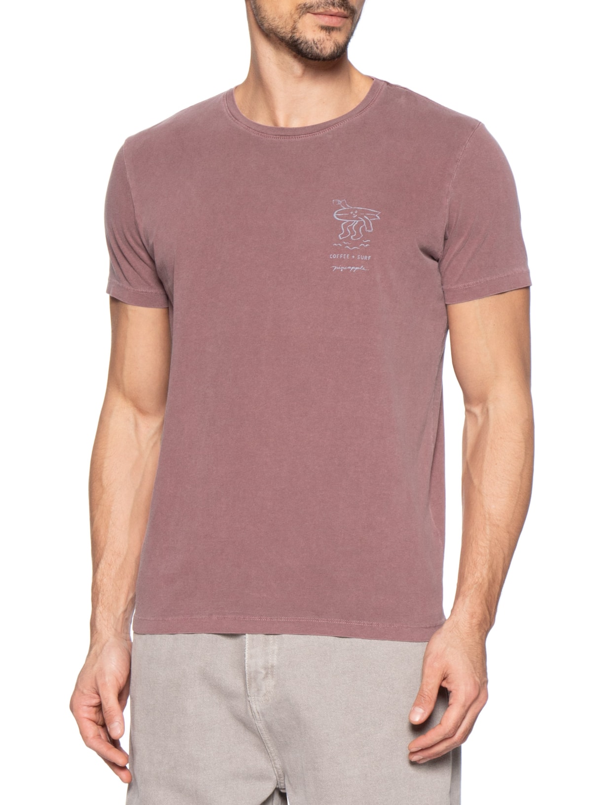 Camiseta Masculina Estampada Coffee Surf Vermelho Pineapple