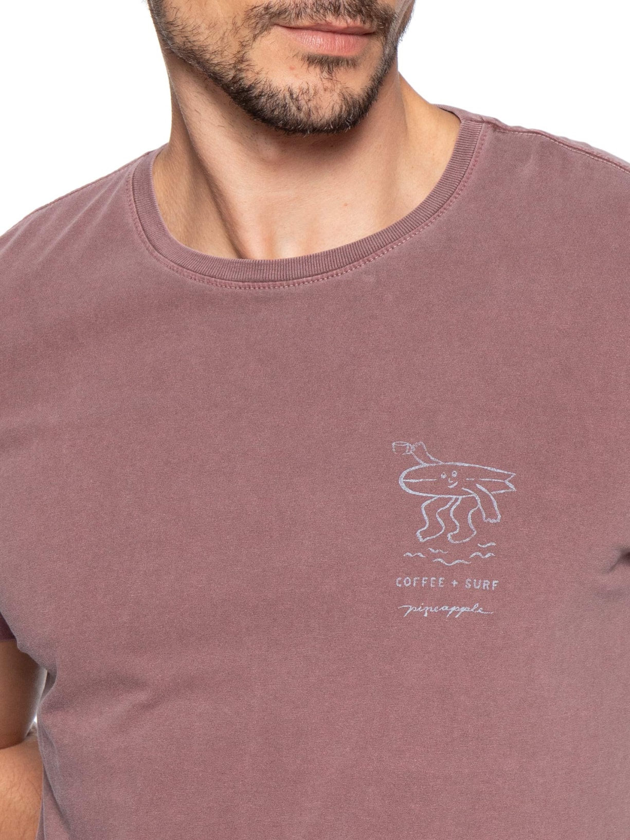 Camiseta Masculina Estampada Coffee Surf Vermelho Pineapple