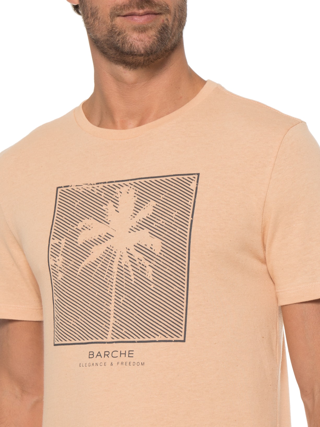 Camiseta Masculina Estampada Coqueiro Bege Barche