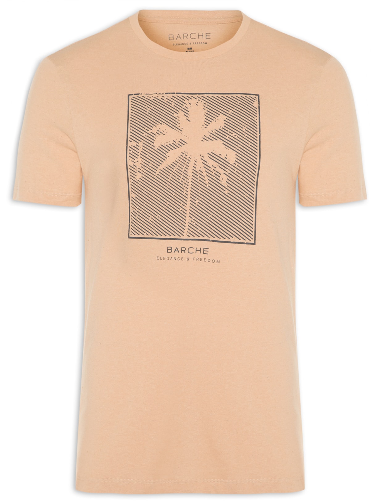 Camiseta Masculina Estampada Coqueiro Bege Barche