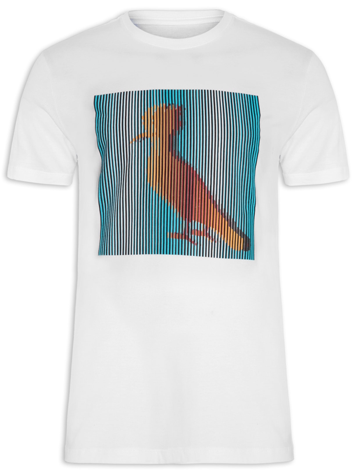 Camiseta Masculina Estampada Cortina Digital - Branco