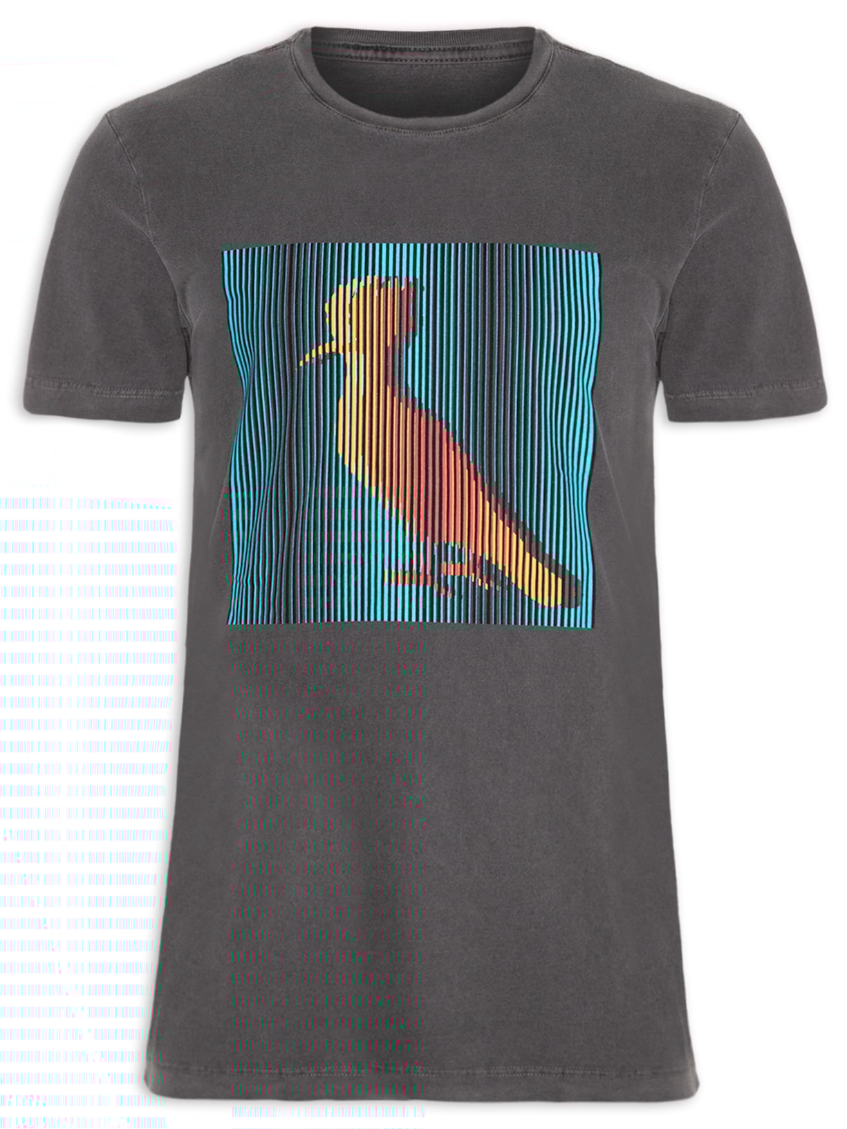 Camiseta Masculina Estampada Cortina Digital - Preto