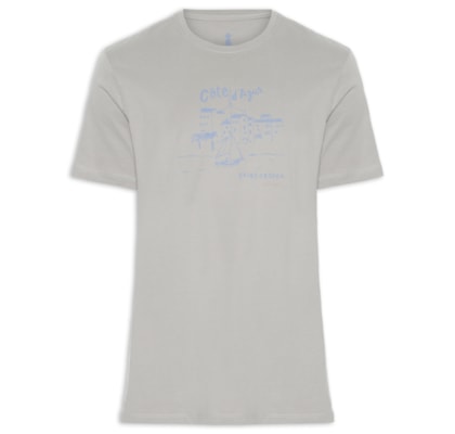 Camiseta Masculina Estampada Côte D'Azur - Cinza