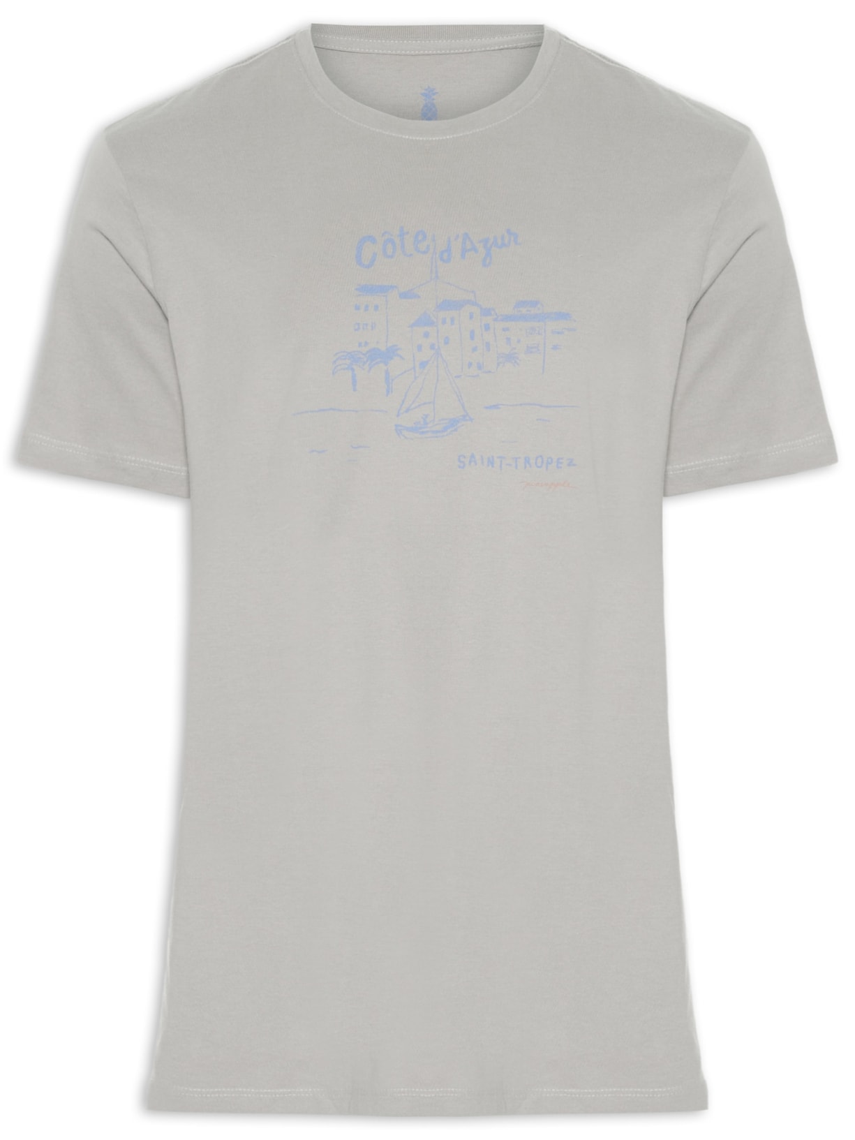 Camiseta Masculina Estampada Côte D'Azur - Cinza