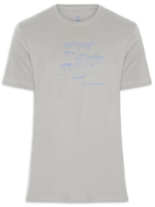 Camiseta Masculina Estampada Côte D'Azur - Cinza