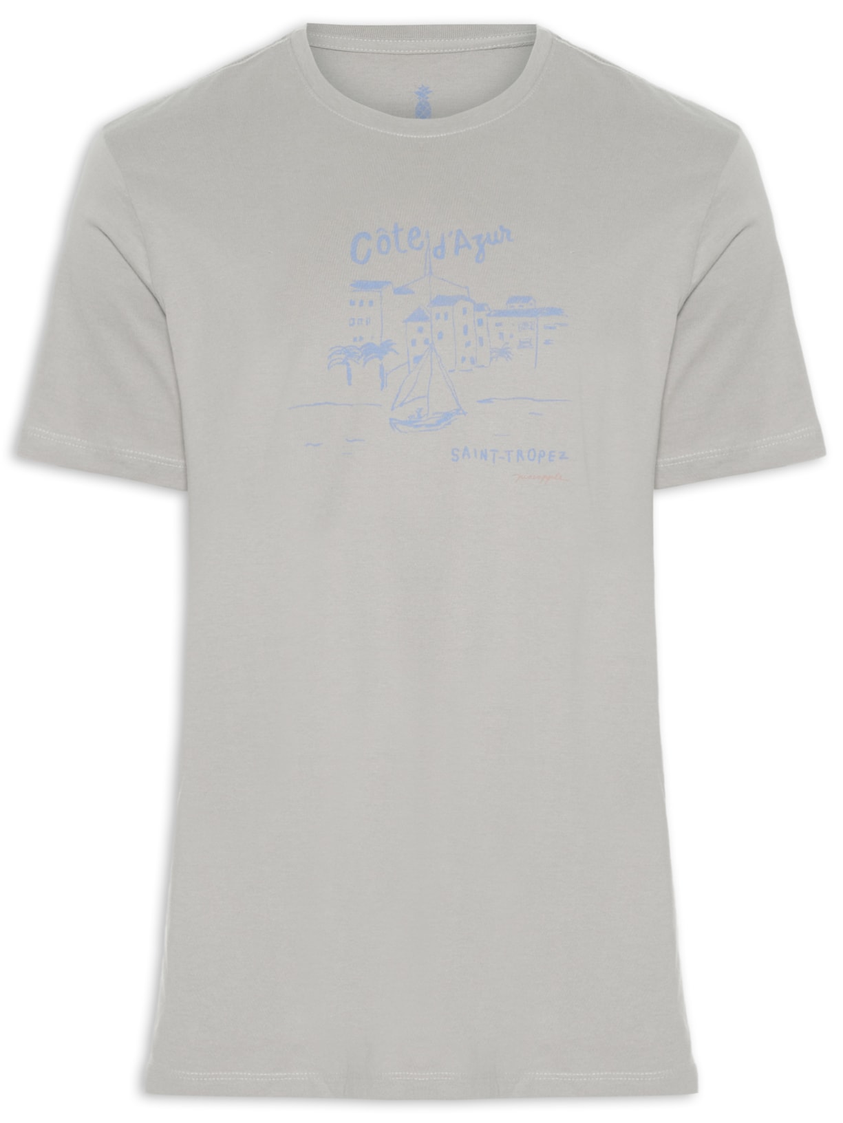 Camiseta Masculina Estampada Côte D'Azur - Cinza