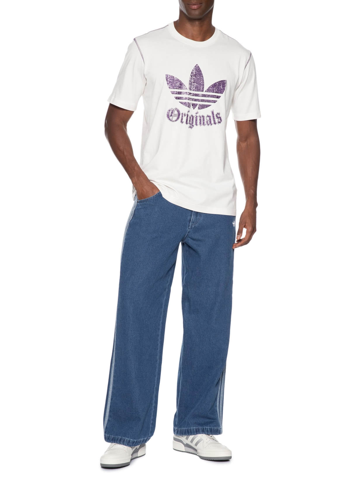 Camiseta Masculina Estampada Distressed Branco Adidas Originals