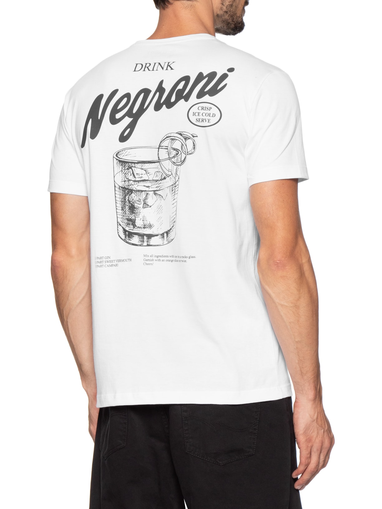 Camiseta Masculina Estampada Drink Negroni Branco Sergio K