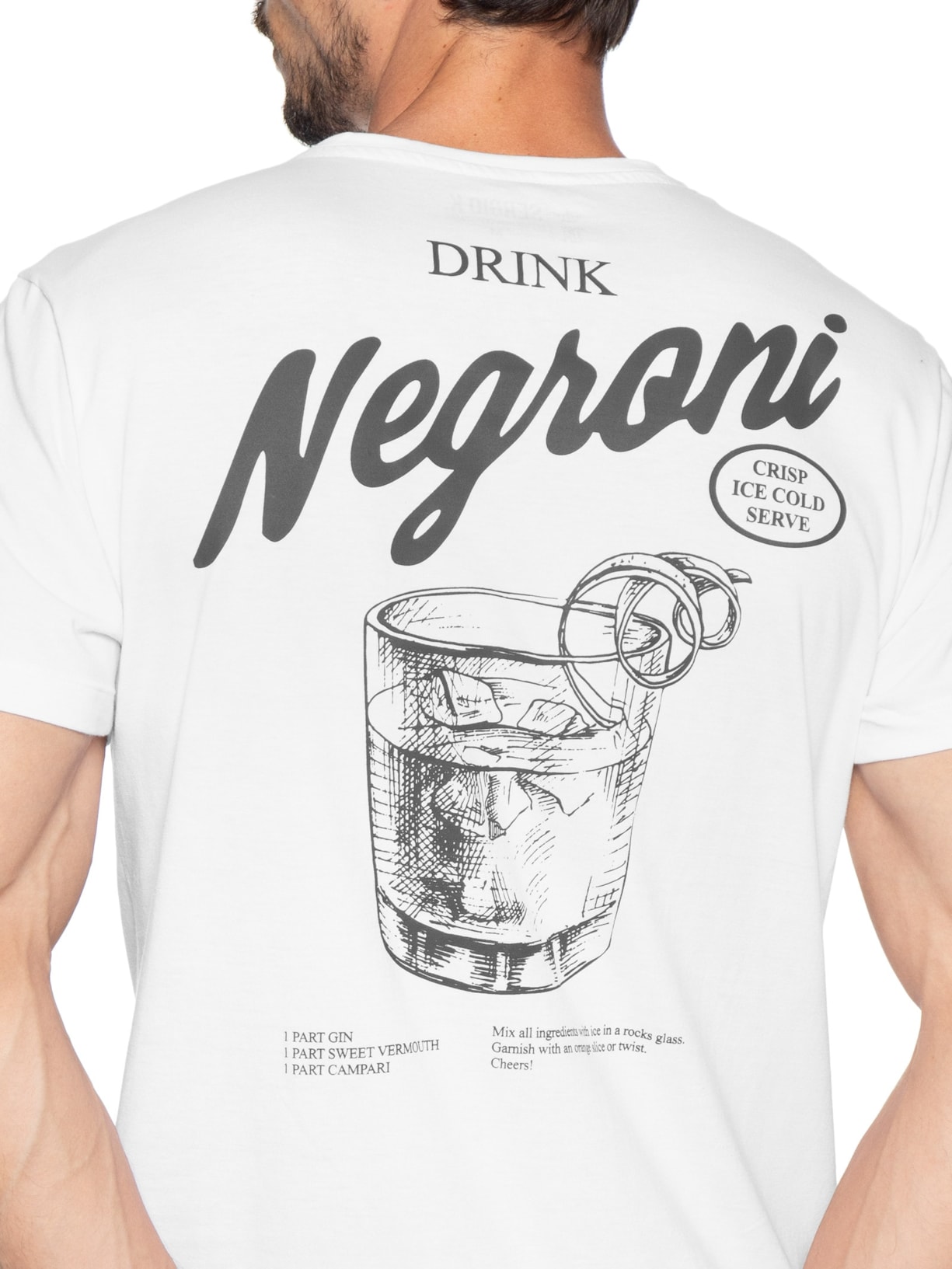 Camiseta Masculina Estampada Drink Negroni Branco Sergio K