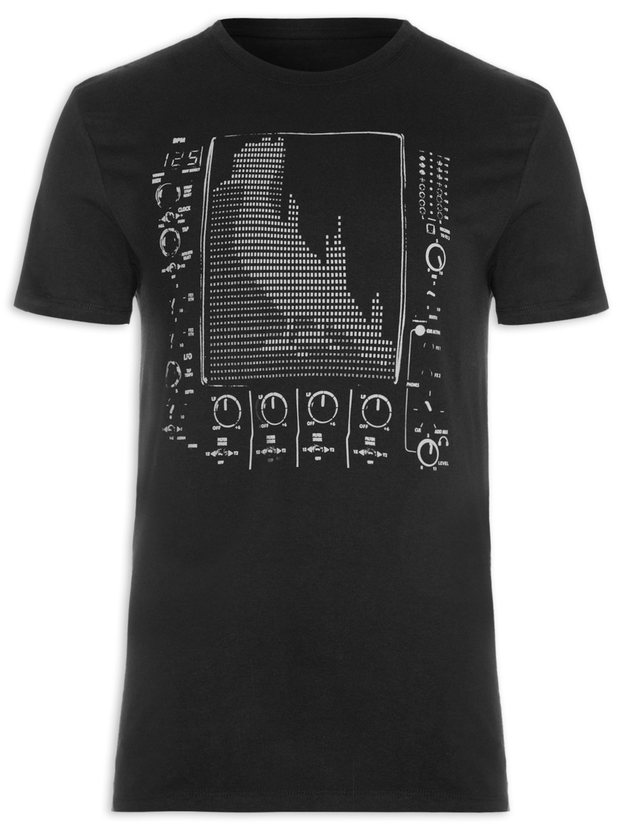 Camiseta Masculina Estampada Eletro Sample - Preto