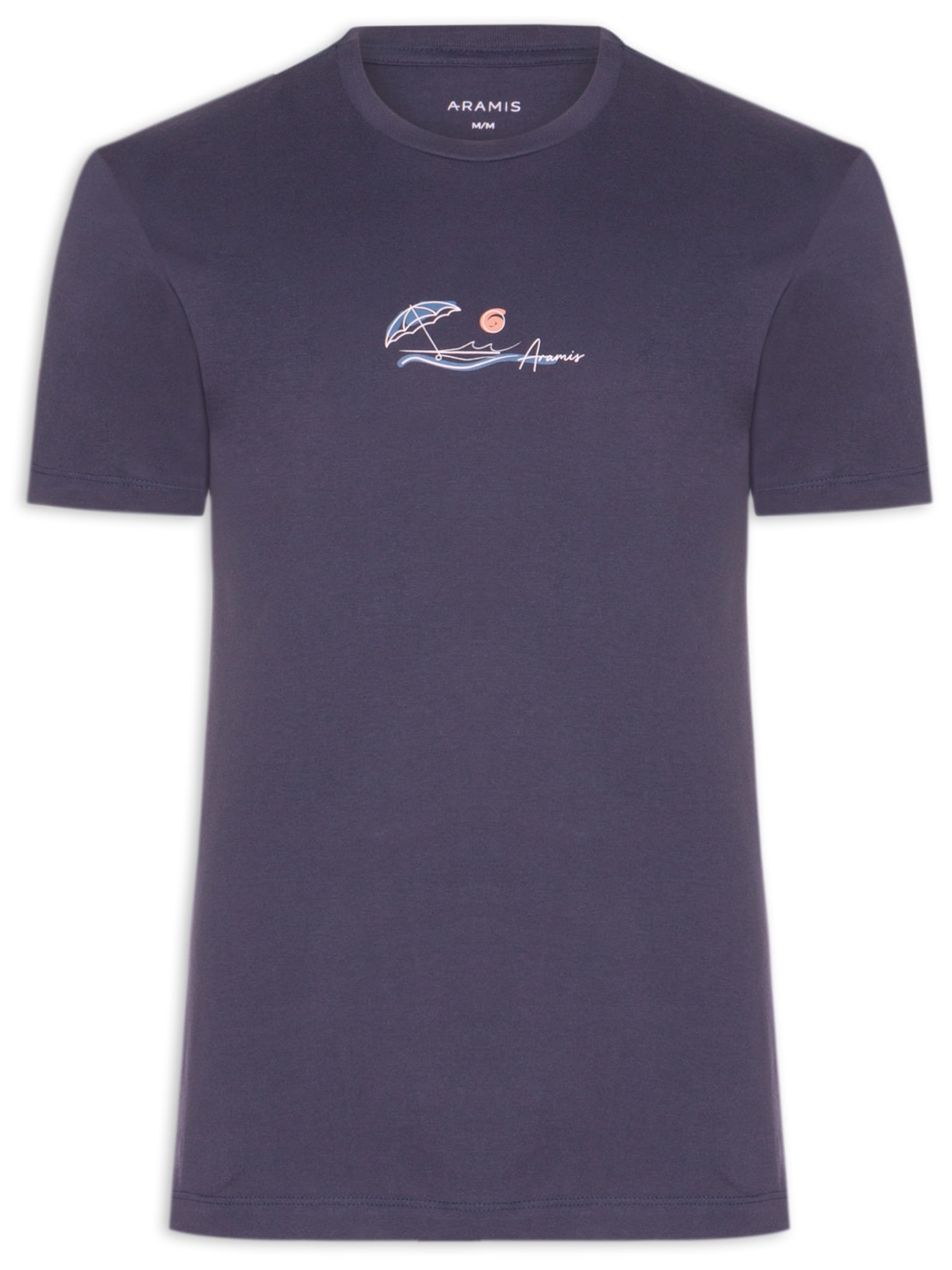 Camiseta Masculina Estampada em Algodão Azul Aramis