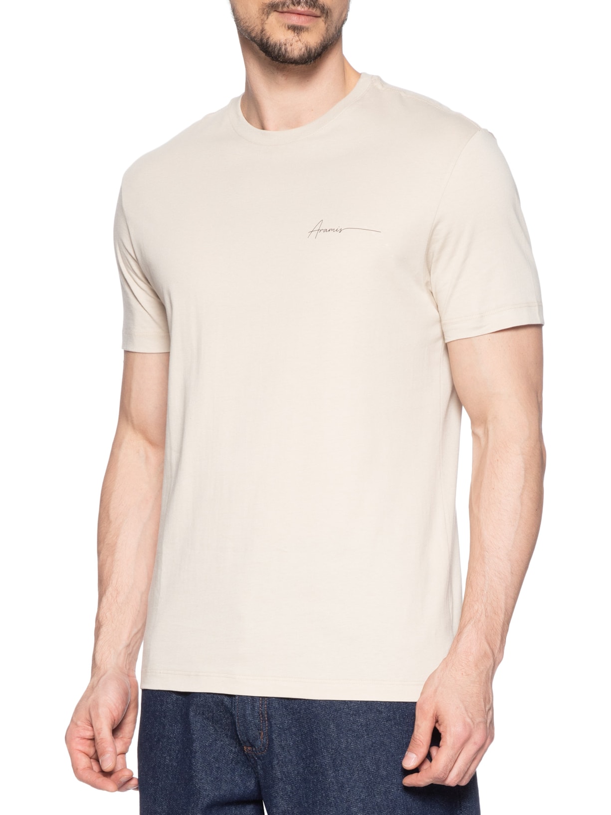 Camiseta Masculina Estampada Em Algodão- Bege Aramis